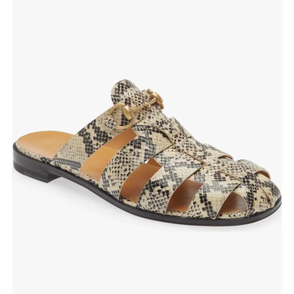 Men Gucci Elektra Python Print Sandal SZ 12